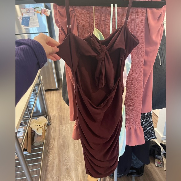 Tiger Mist Women's Red Sunrise Ruched Sleeveless Mini Party Dress Size - Picture 4 of 5